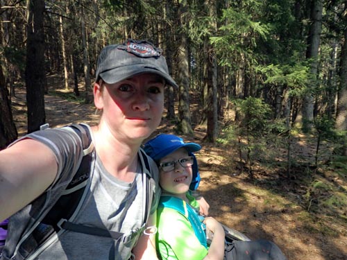 mother and son out hiking