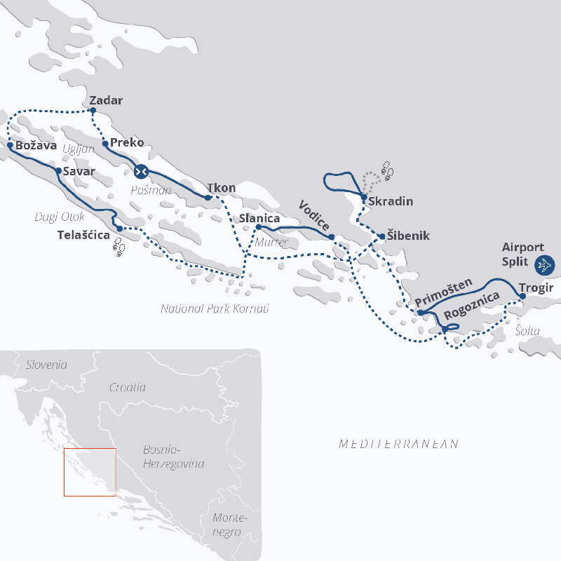Central Dalmatia Map Route