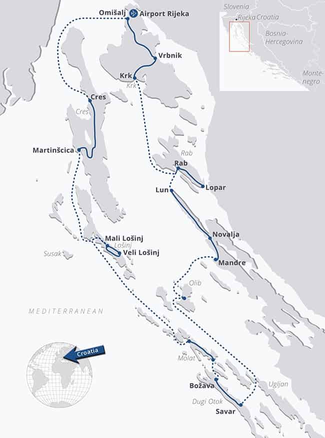 Kvarnar Bay Bike and Boat Map