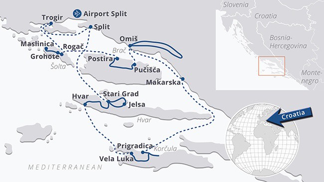 South Dalmatia Bike and Boat Map